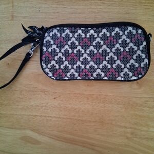 Vera Bradley Black Wristlet with Signature Detail